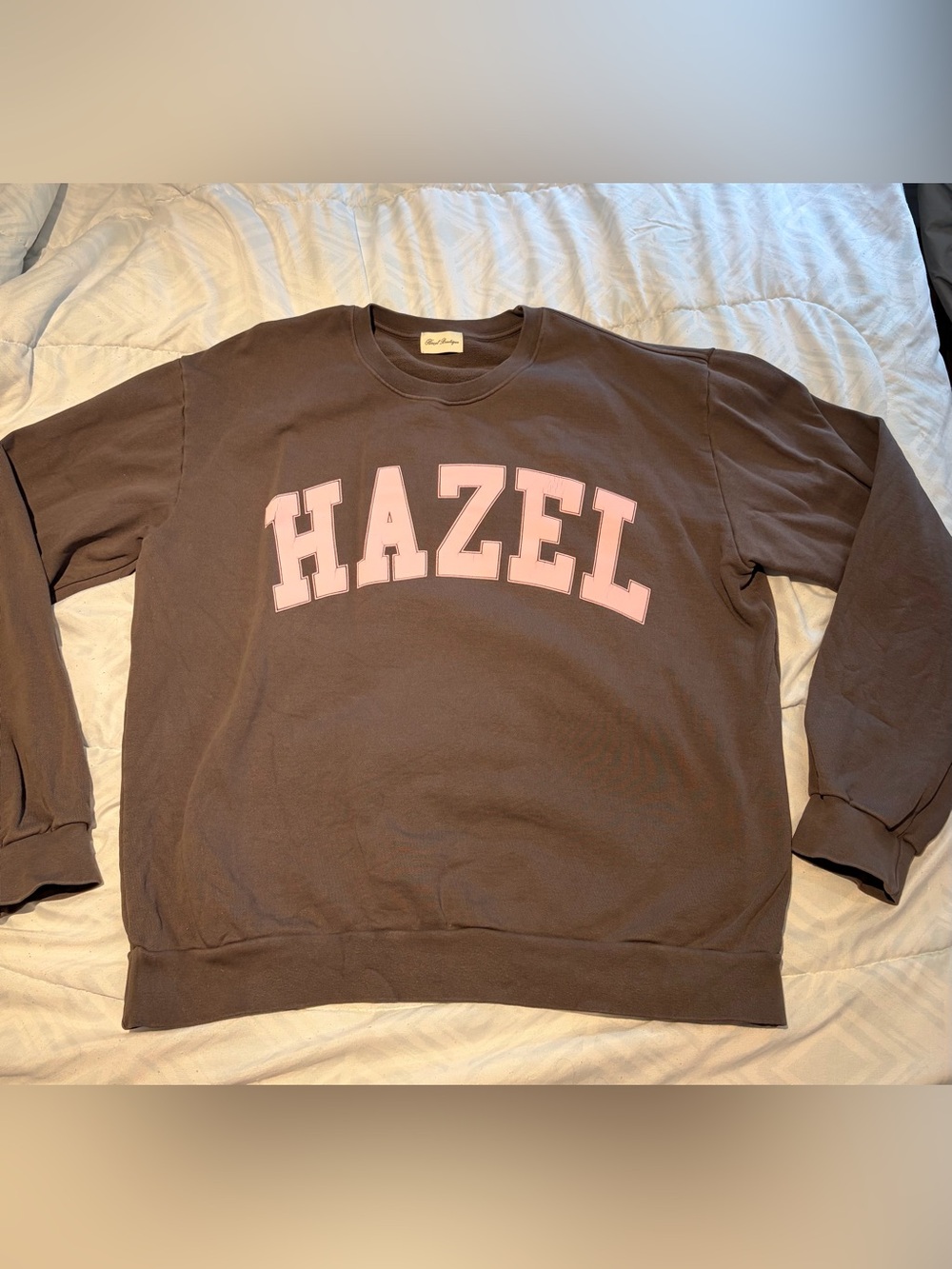 Hazel Graphic Crewneck Sweatshirt - dark gray with Pink Letteringw